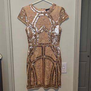 Lulus Spread Your Shine Rose Gold Sequin Dress